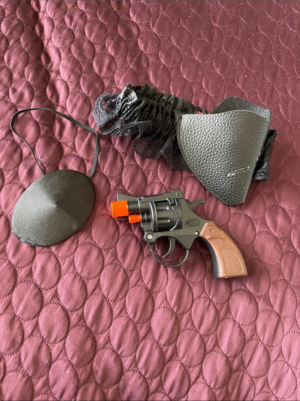 Halloween Accessories Toy Revolver, Garter and Eye Patch